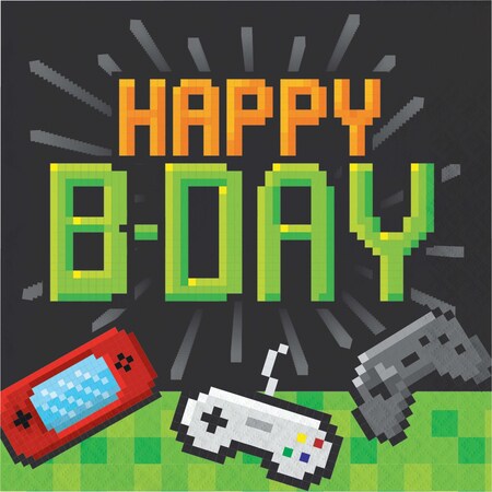 Creative Converting Video Game Party Birthday Napkins, 6.5", 192PK 336036